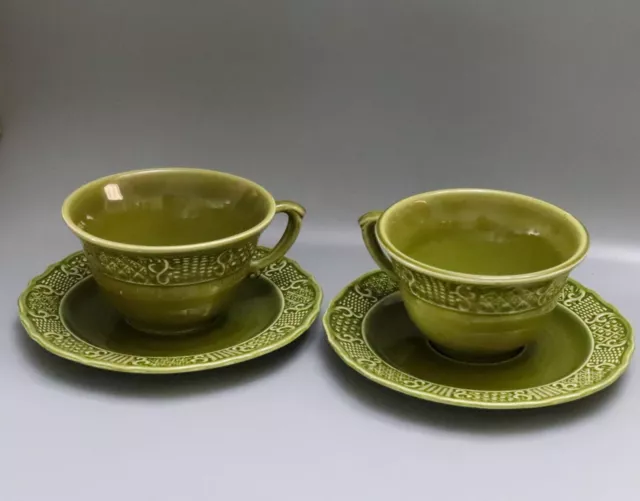 Set of 2 Vintage 1969 Madeira Ironstone Canonsburg Pottery Cups & Saucers