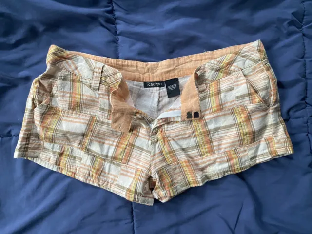 Raviya Women Juniors Mini Casual Shorts Size M Plaid 100% Cotton