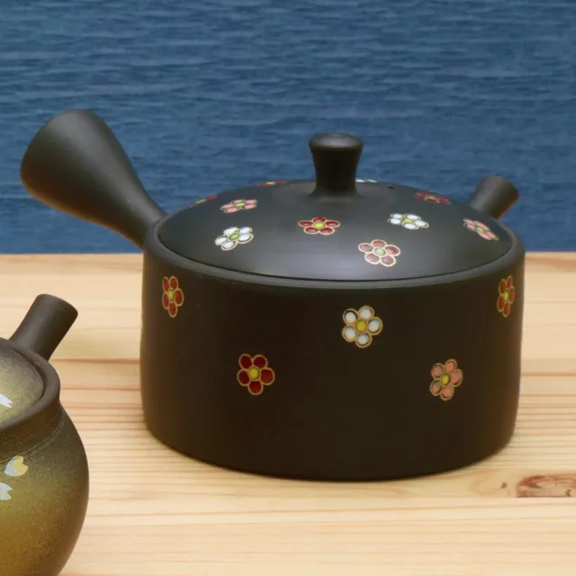 Kyusu Japanese Teapot TOKONAME KUTANI WARE Plum Chirashi Ceramic Mesh Japan BK