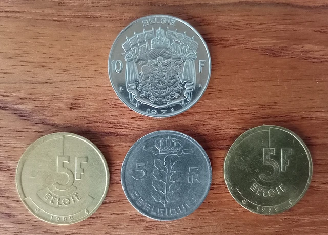 Lot de 4 pièces de monnaie de Belgique de (1971 à 1986)