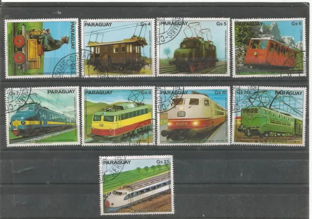 Mi.- Nr.  3249 - 3257 Paraguay  Eisenbahn  gestempelt