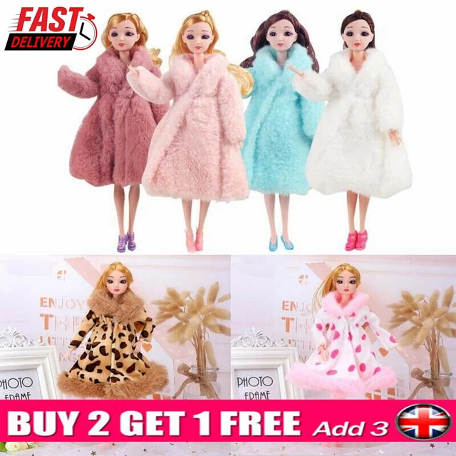 Princess Fur Coat Dress Accessories Clothes for barbie Dolls Toy Christmas Gifts