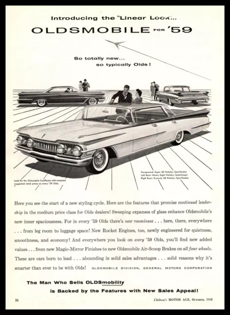 1959 Oldsmobile Super 88 Holiday And Dynamic Sport Sedans 98 SceniCoupe Print Ad