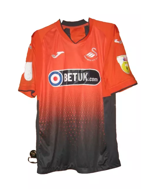 Swansea City Football shirt size Joma Orange away size S 38 McBurnie GPS pocket