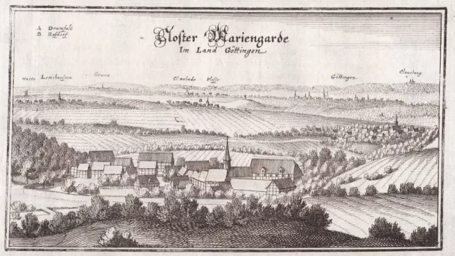 Kloster Mariengarten Göttingen Niedersachsen Kupferstich Merian 1650