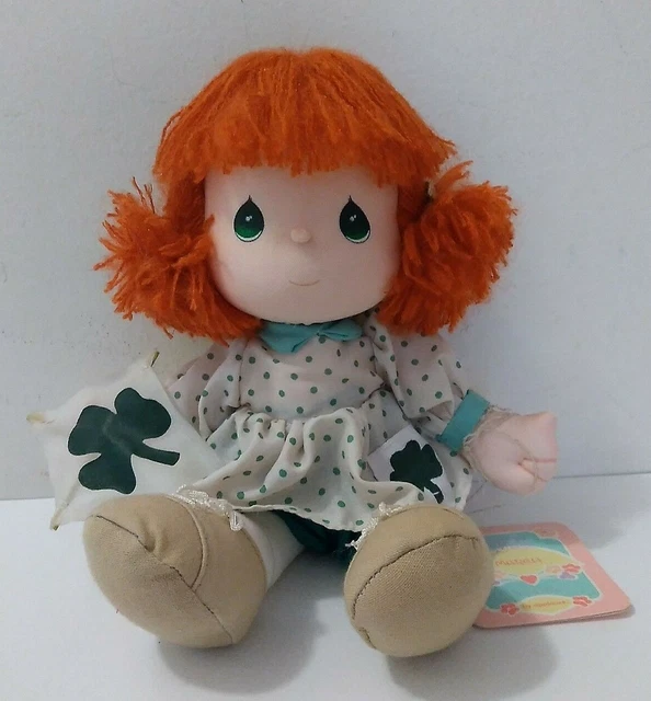 VTG 1988 Precious Moments March Irish Girl Plush Stuffed Doll Shamrock Kite Tag