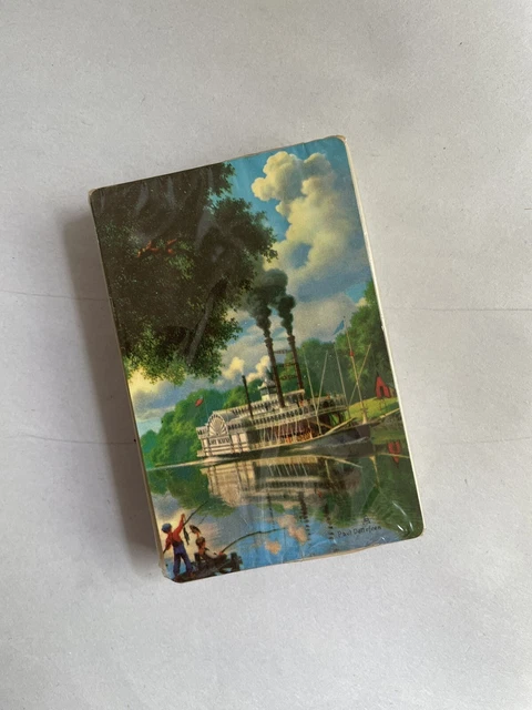 Vintage Stardust Nu-Vue deck playing cards steamboat  Mississippi River fishing