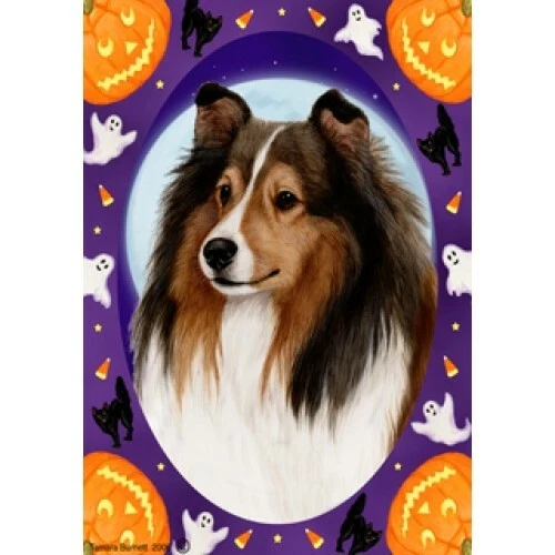 Halloween Garden Flag - Sable Shetland Sheepdog Sheltie 120141