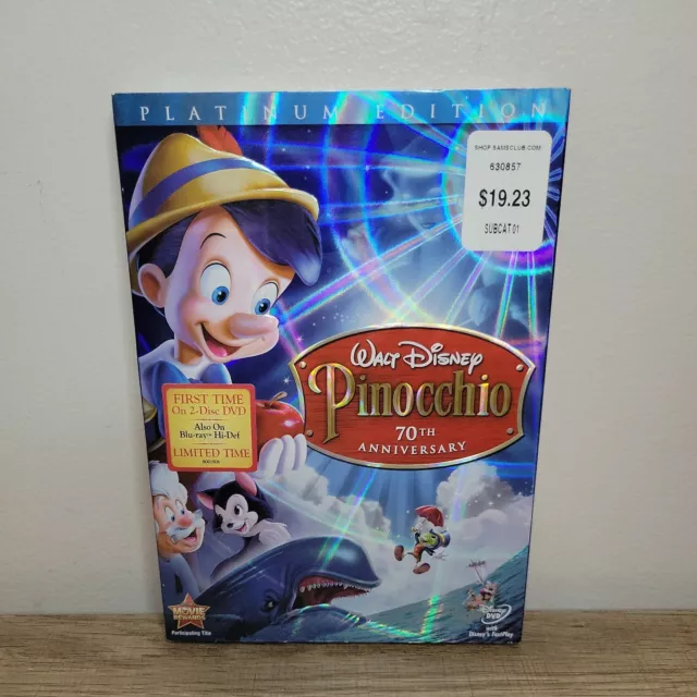 Walt Disney's Pinocchio DVD 2-Disc Set, 70th Anniversary Platinum Edition NEW