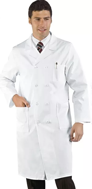 Camice Uomo Medico Dottore Doppio Petto Bianco Cotone MEDIUM M / 48 DA Milano