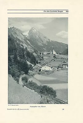 Eisspitze von Flirsch Lechtaler Berge Häuser Original Druck Gipfelstuermer 2 359