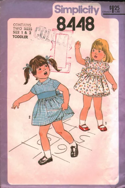 8448 Vintage Simplicity Sewing Pattern Girls 1970s Toddler Dress Panties UNCUT 2