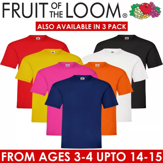 Fruit Of The Loom T Shirts Boys Girls Kids Cotton Short Sleeve Plain School Top