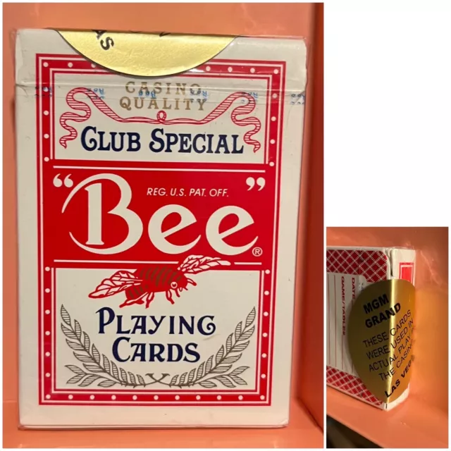 OFFICIAL BEE PLAYING CARDS - Used In MGM Grand Casino Las Vegas - Gold 2