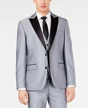 Ryan Seacrest Distinction Men's Slim-Fit Stretch Tuxedo Jacket (38S, Silver)