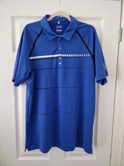 Adidas Golf Polo Shirt Large Blue Short Sleeve Polyester Puremotion Mens