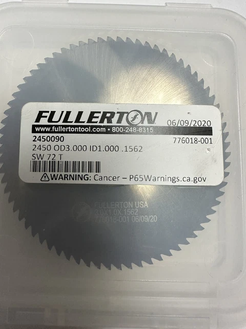 Solid Carbide Slotting Saw 3X5/32X1 72Teeth Fullerton Tool. 2 Pieces.