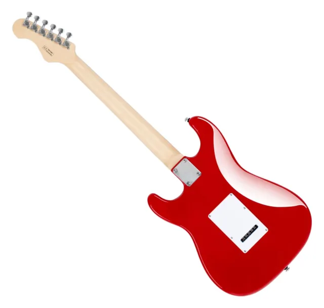 Guitare électrique Shaman style ST design simple bobine érable tilleul trémolo rouge coupe 2