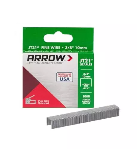 Arrow 276 JT21 Thin Wire Staples for Staple 1000 Count (Pack of 1), Silver