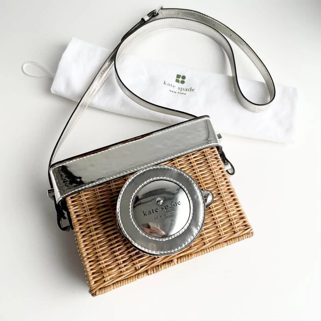 Kate Spade New York shoulder bag camera type basket bag rattan women's