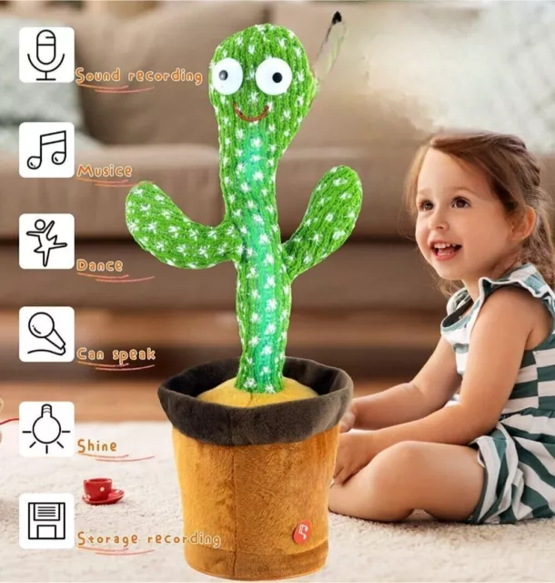 Dancing Cactus Plush Toy Can Singing & Recording To Learn Talking Kids Gift 2024