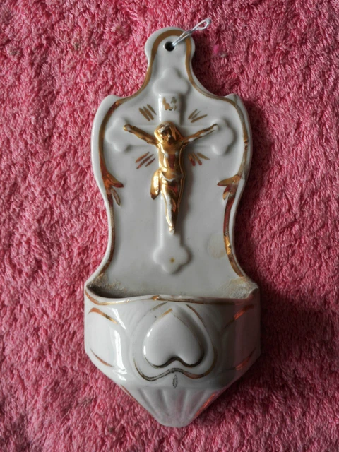Ancien Bénitier En Biscuit – Vieux Paris – XIXème Siècle – Antique
