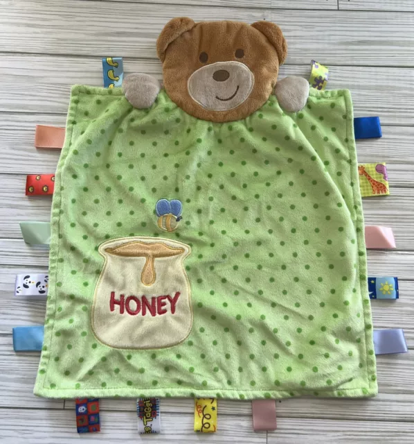 TAGGIES Peek a Boo Bear Honey Pot Bees Green Lovey Security Blanket