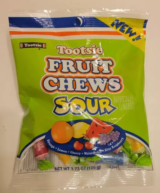 Tootsie Roll 3.73 oz FRUIT CHEWS SOUR Fruit Flavored Chewy Candy ** BB 1/2025 **