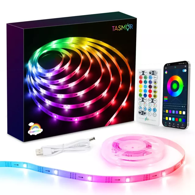 Luces LED USB 5M, Tiras LED RGB+IC 16 millones de Colores, Tira Led TV Control
