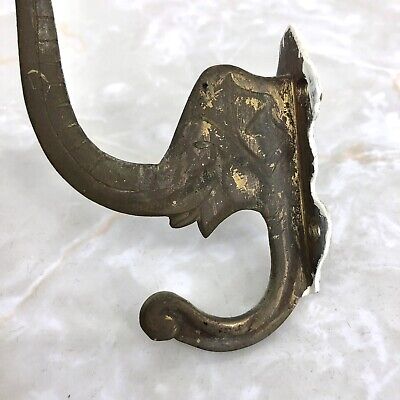 Vintage Brass ELEPHANT Wall Double Hook Coat Hanger - 4” X 4” - India 2