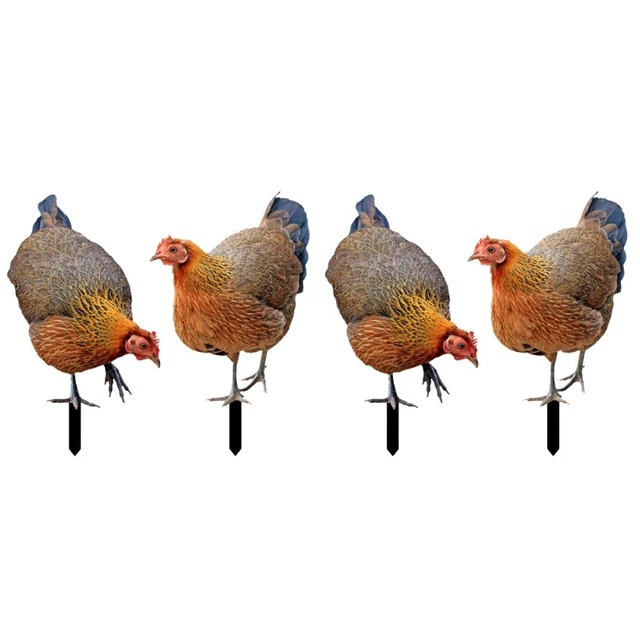 4 pcs  Chicken Yards Art Decor Acrylic Chick Ornament Yard Stake Garden Decor Or
