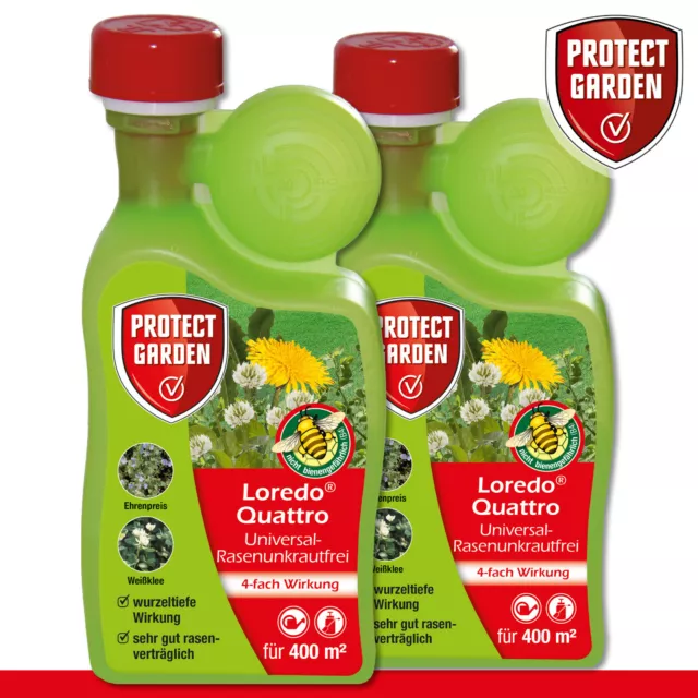 Protect Garden 2 x 400 ml Loredo Quattro Universal-Rasenunkrautfrei Weißklee