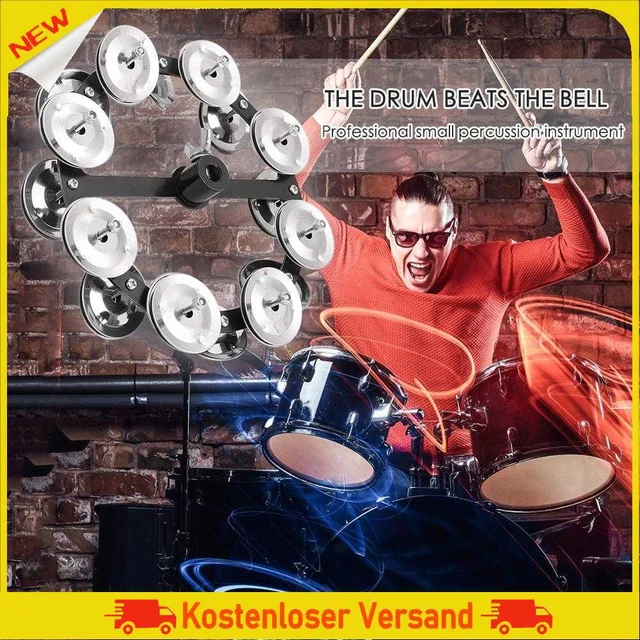 Drum Cymbals Hi Hat Tambourine Steel Bells with Row Jingles Portable Instrument