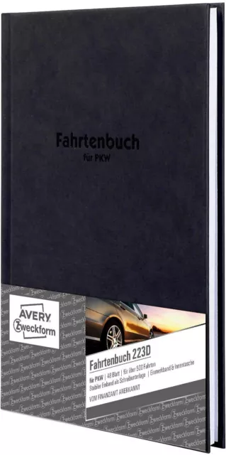 AVERY Zweckform 223D Fahrtenbuch (für PKW, Hardcover vom Finanzamt anerkannt, A5