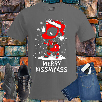 Merry KISS MY ASS Christmas Natale Print T-shirt tshirt