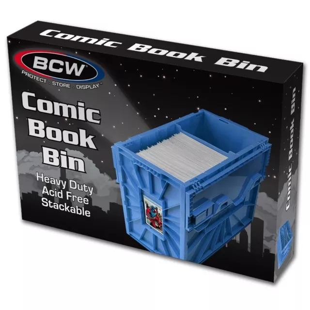 BCW Short Plastic Blue Heavy Duty Acid Free Stackable Comic Book Storage Bin