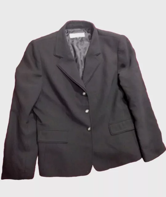 Tahari Arthur S. Levine Womens Petite Jacket Blazer Size 14P Black Pockets Lined