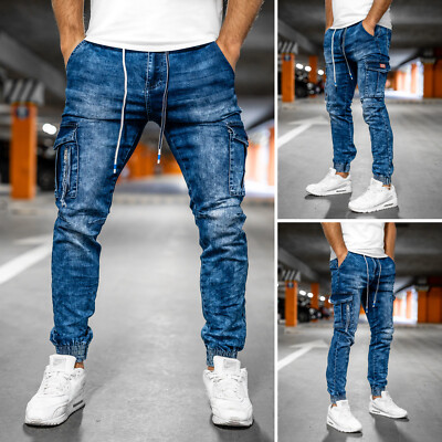 Jogger Casual Jeans Corsa Pantaloni Allenamento Pantaloni Uomo Motivo Bolf Fitness 