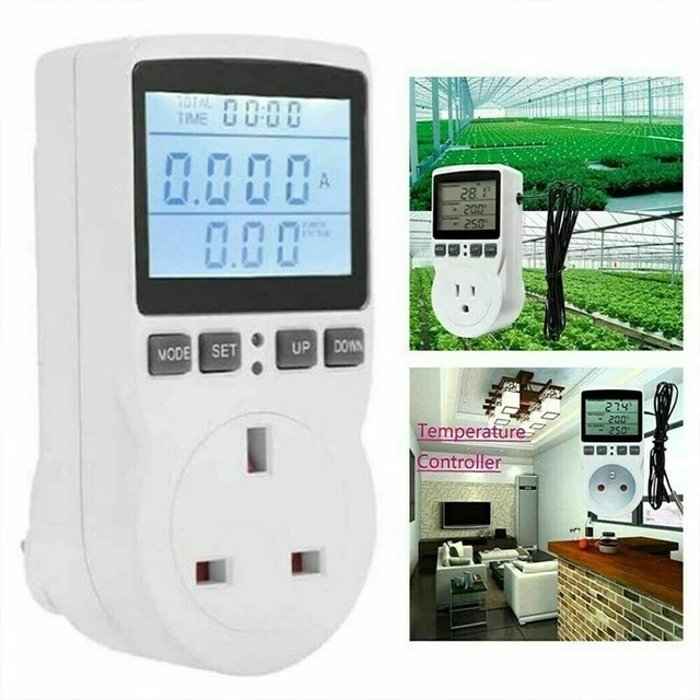 DIGITAL PLUG-IN THERMOSTAT Electronic Temperature Controller Sensor ...
