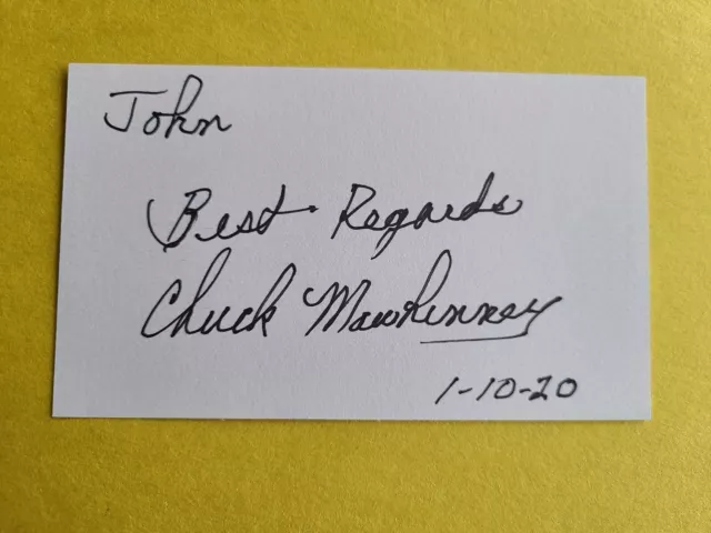 Charles Mawhinney Vietnam USMC Sniper103 Kills Signed 3x5 Card Inscribed John