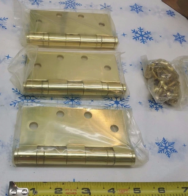 Bb81 4.5" X 4.5" Full Mortise Butt Hinge 632 Us 3 Steel 3-Pack Polished Brass