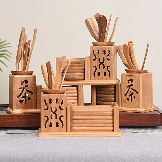 1 set set set da tè kung fu kit di strumenti decorativi per la preparazione del tè in bambù stile cinese