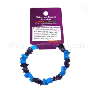 Amethyst and Blue Howlite Crystal chip bracelet combo | Brand New in packet