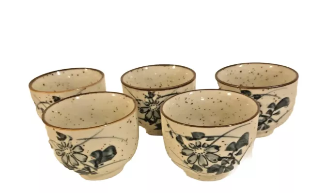 5 Tasses à thé, café/ JAPONAIS céramique, FLEURS BLEU Raffinées