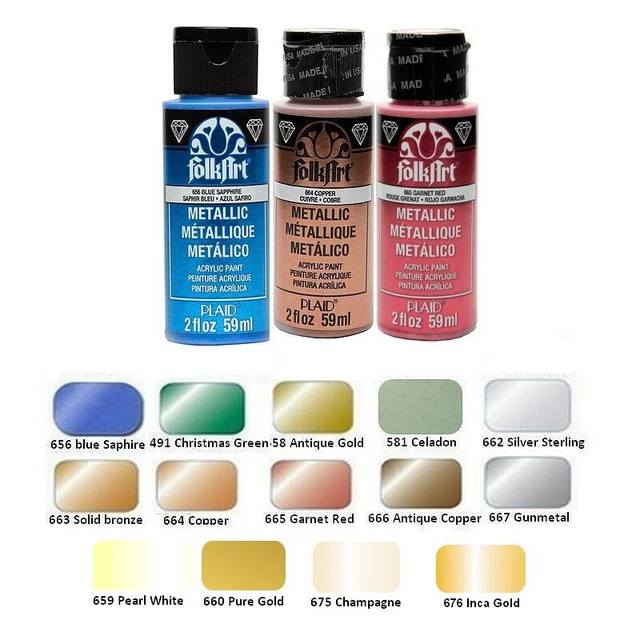 Peinture Acrylique à forte pigmentation métallique, 59 ml, au choix, FolkArt