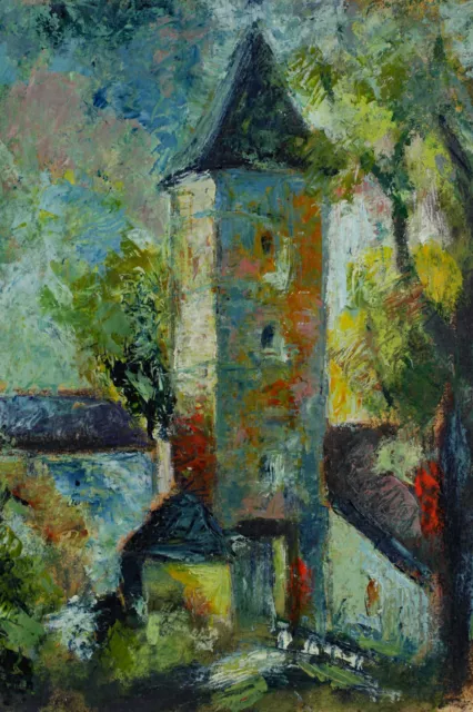 Parte Trasera Se Refiere J. Dobrowsky Pintura Al Óleo Torre Muralla de la Ciudad