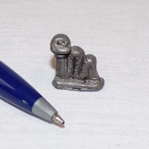 VTG Miniature Dollhouse Tiny Metal Inch Worm Statue Figurine Signed Barb .7"