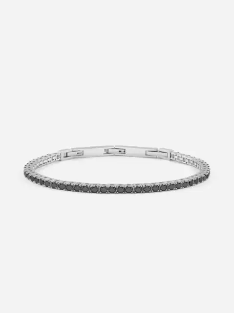 Bracciale Tennis uomo GUESS acciaio con cristalli neri JUMB03237JWSTBK