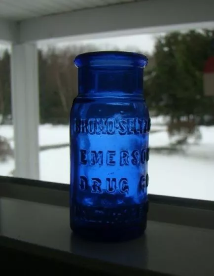 Antique Cobalt Blue BROMO-SELTZER- EMERSON DRUG CO.-BALTIMORE Medicine Bottle