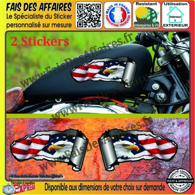 2 Stickers Autocollant aigle réservoir moto harley bobber custom chopper